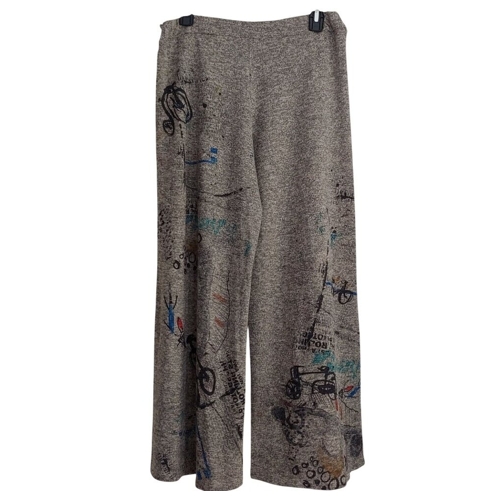 Inoah Freedom Art Knit Pants Whimsical Urban Graphic Print Streetwear M - Picture 3 of 13